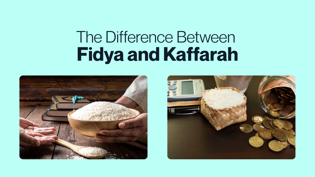 A Muslim reading the Quran and calculating Fidya and Kaffarah during Ramadan with prayer beads and a notebook