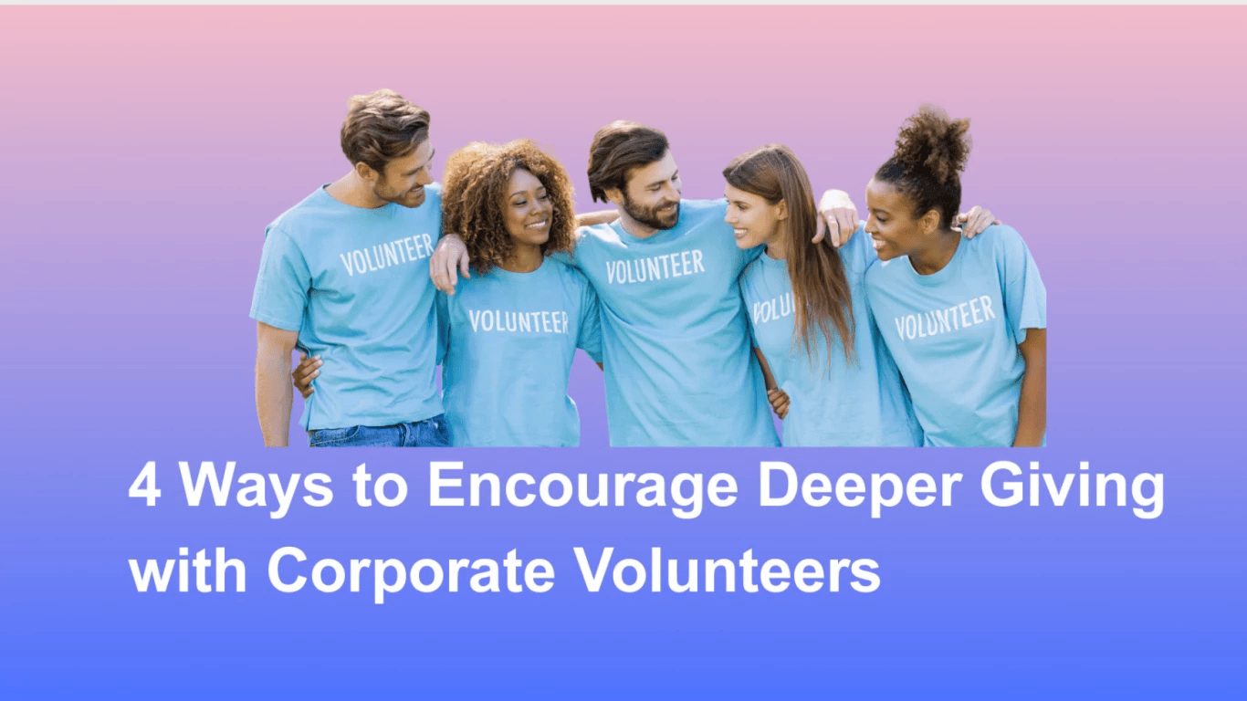 Corporate volunteers working together at a nonprofit event while supporting a community service project
